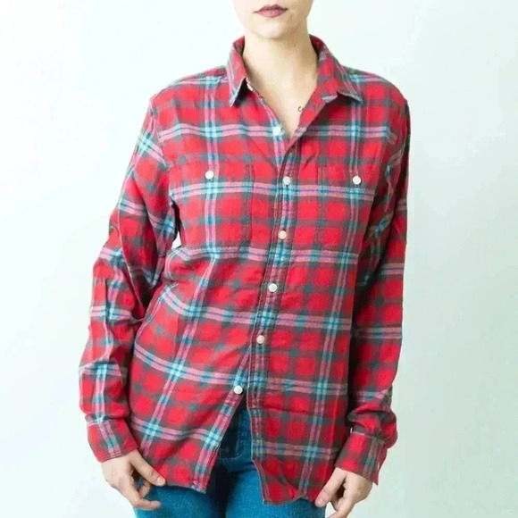 J. Crew Tops - J.Crew Plaid Flannel Long Sleeve Button Sown Shirt - S